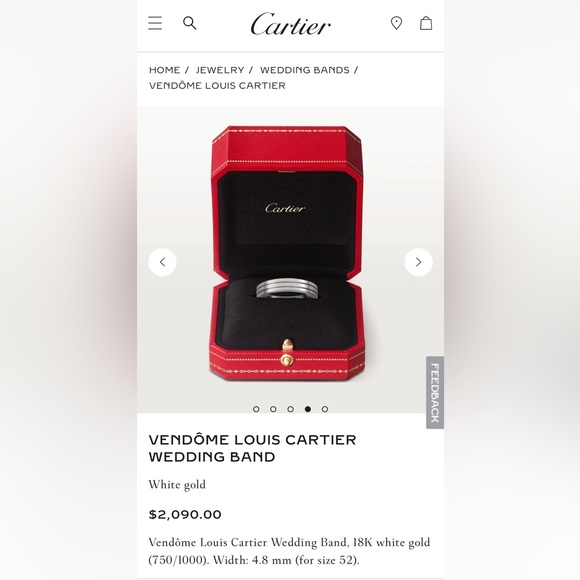 Louis Cartier Wedding Band, 18K White Gold - Picture 8 of 8